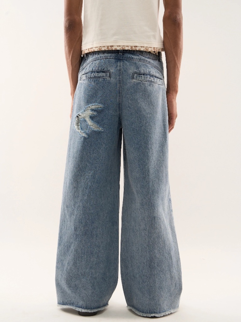 Scuffers Naughty Blue Pants Wide Leg Raw Hem Denim Jeans Euro 44